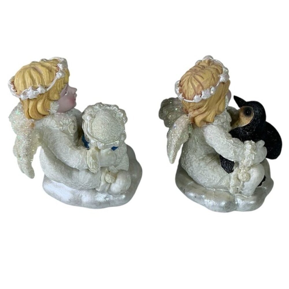 Vintage Snow Angel Figurines Christmas Collectible Snowman Pinquin Glitter Wings - Picture 9 of 16